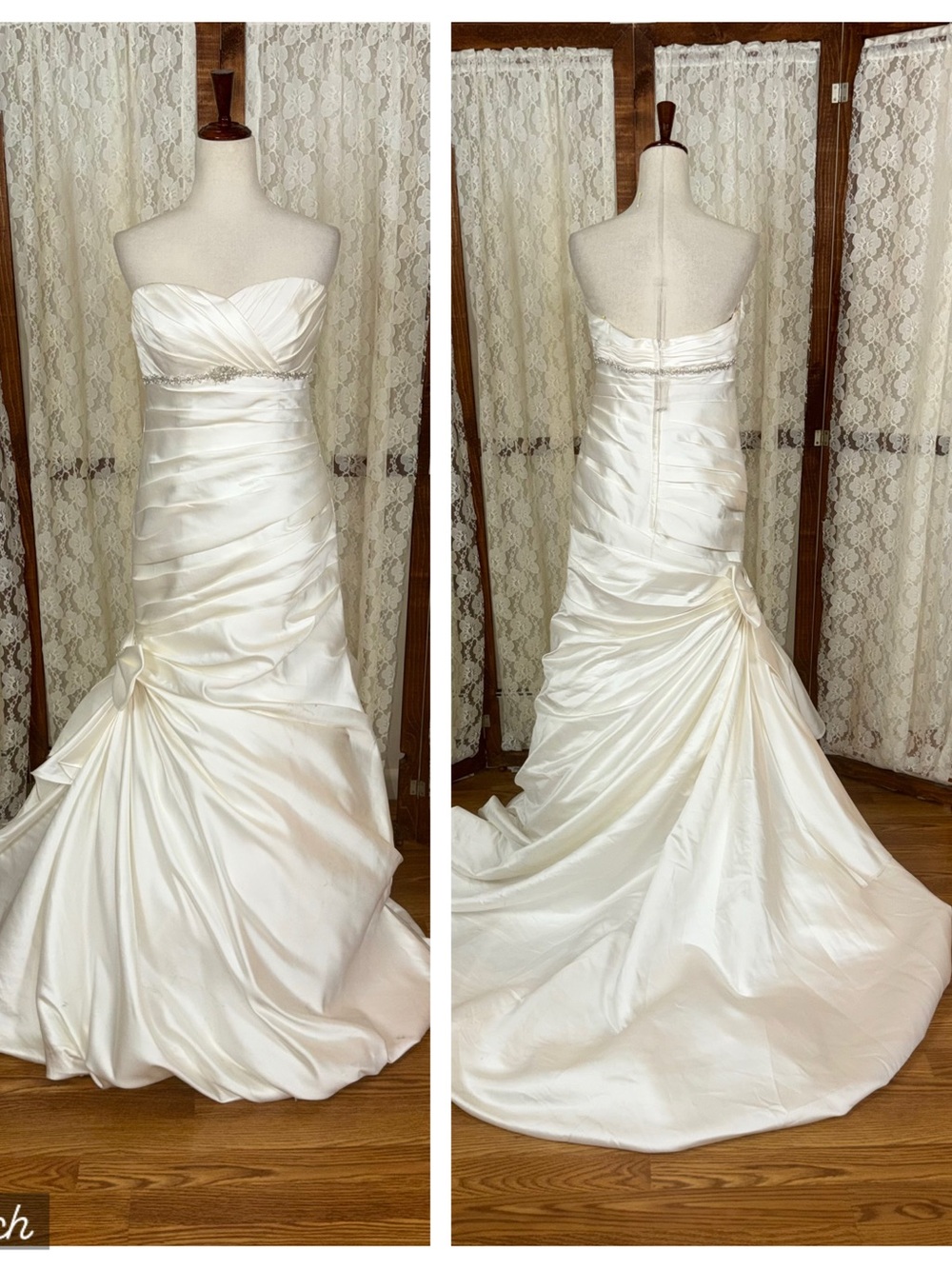 Gorgeous New David’s Bridal Strapless Ruched Satin Wedding Gown